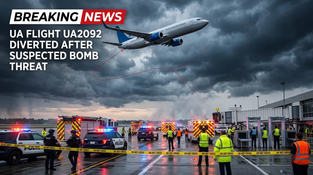 United Airlines Flight UA2092 Diverted After a Suspected Bomb Threat