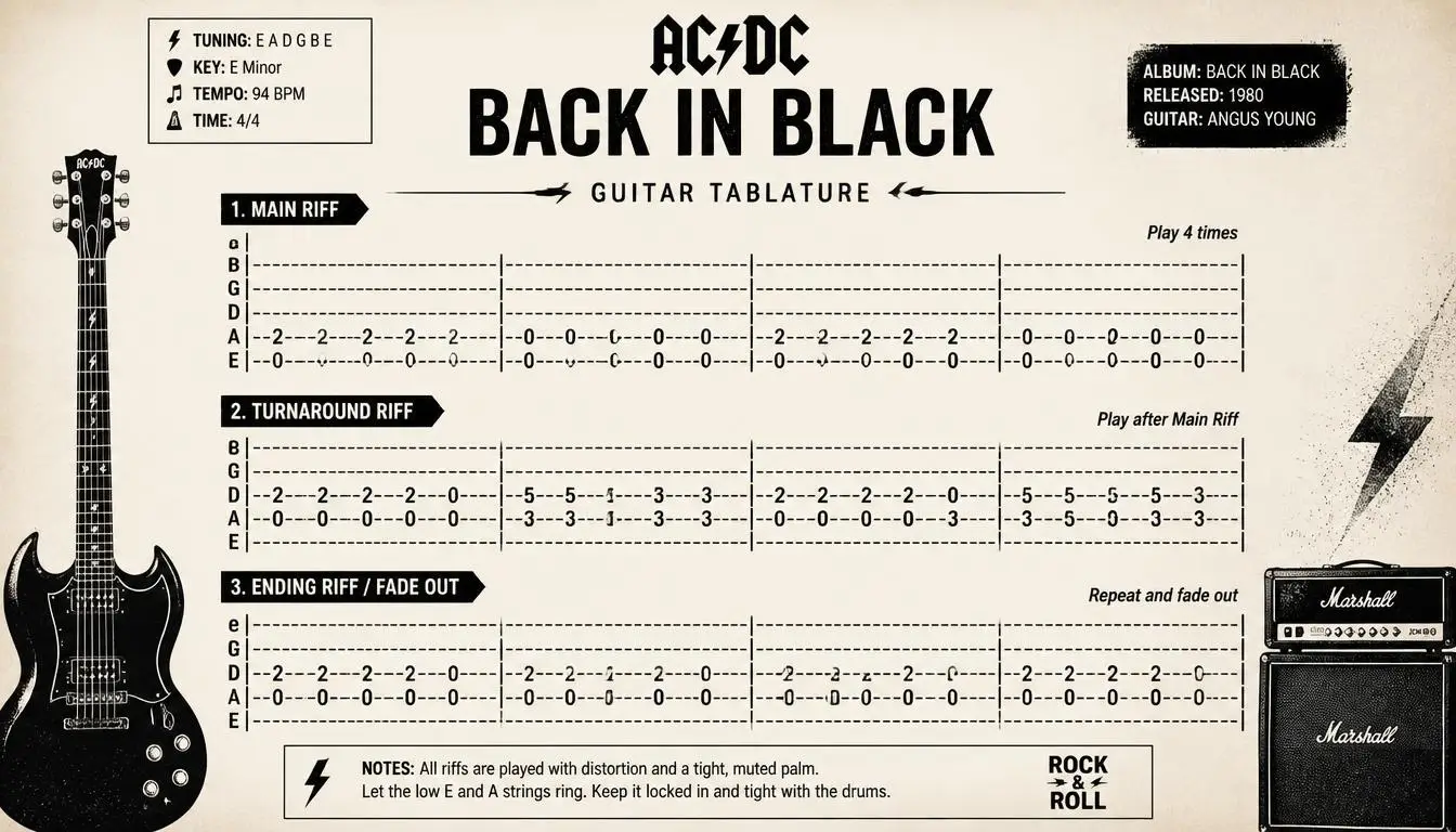 Play Back in Black Guitar: Lesson and Tutorial